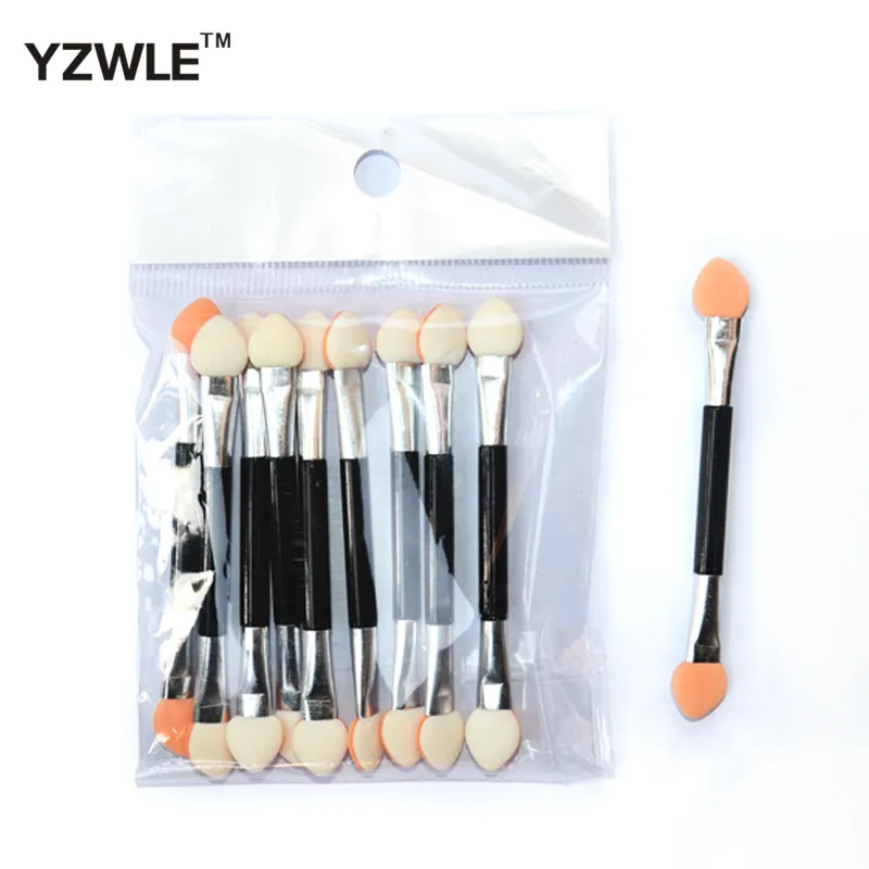 

YZWLE 10pcs Disposable Dual Sided Eyeshadow Eyebrow Eyeliner Brush Sponge Tipped Oval Makeup Brush Applicator