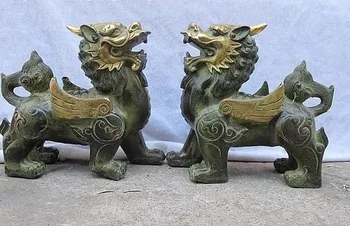YM 320 Chinese Classical Bronze Gild Foo Dogs Dragon kylin Lion Qilin Pair Statue
YM 320 Chinese Classical Bronze Gild Foo Dogs Dragon kylin Lion Qilin Pair Statue