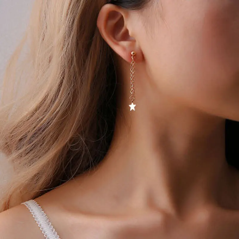 Simple Popular Fashion Jewelry Alloy Five-pointed Star Chain Tassel Personality Metal Star Small Earrings For Women
Simple Popular Fashion Jewelry Alloy Five-pointed Star Chain Tassel Personality Metal Star Small Earrings For Women