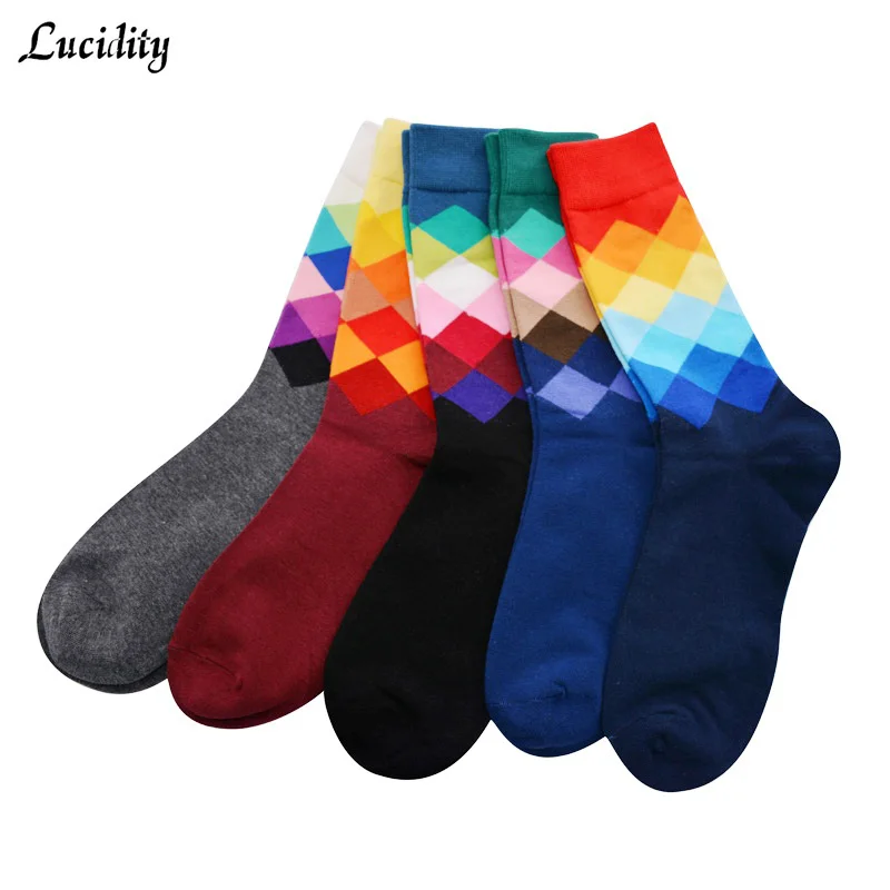 Image New 2015 Autumn Men Socks Cotton Brand Spell Color Xihan Deodorizing Brand Socks Men Socks Cotton Hot Sales 5pairs lot