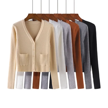 2019 Summer short Knitted kardigan sweater women long sleeve solid casual coat for ladies
2019 Summer short Knitted kardigan sweater women long sleeve solid casual coat for ladies