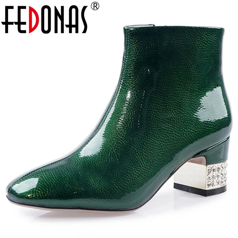 

FEDONAS Fashion Synthetic Leather Women Ankle Boots Autumn Winter Side Zipper Short Boots Elegant High Heels Party Shoes Woman