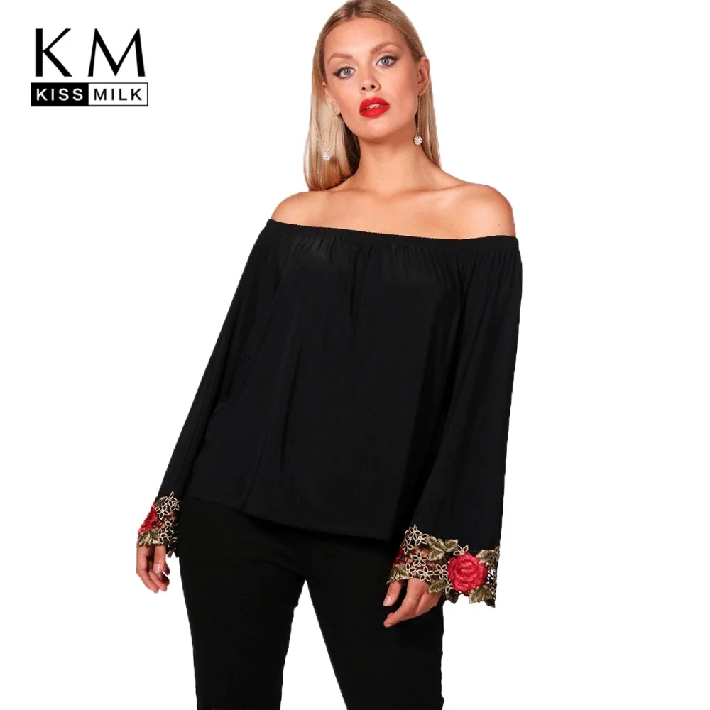 Kiss Milk 2018 Plus Size Sexy Women Blouses Floral Embroidery Slash Neck Female Clothing Big Size Solid Lady Elegant Shirts
Kiss Milk 2018 Plus Size Sexy Women Blouses Floral Embroidery Slash Neck Female Clothing Big Size Solid Lady Elegant Shirts