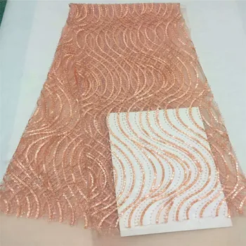 New Embroidery Design Nigeria Wedding Peach African Beaded Sequin Tulle Lace Fabric X402-04
New Embroidery Design Nigeria Wedding Peach African Beaded Sequin Tulle Lace Fabric X402-04