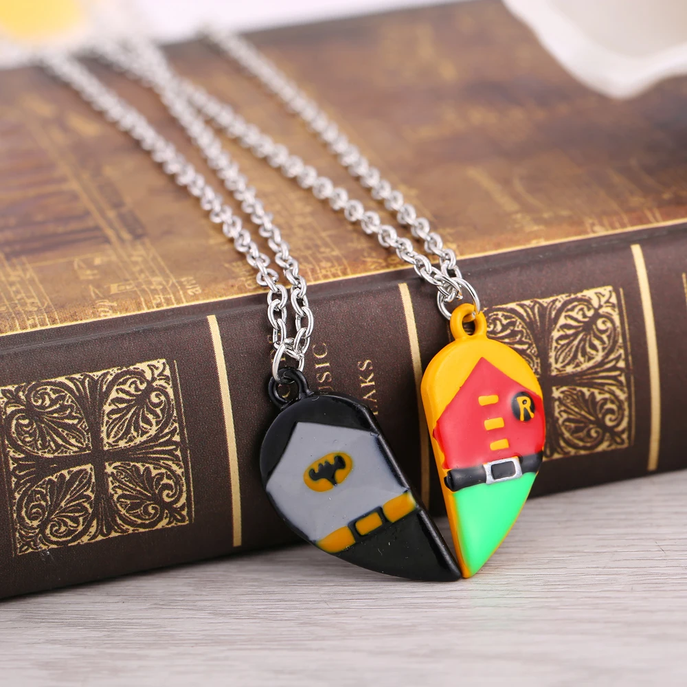 Fashion Heart Lovers Jewelry Batman with Robin Necklace Metal Heart Shape Color Pendants Women&Men Accessories Couple Necklace
Fashion Heart Lovers Jewelry Batman with Robin Necklace Metal Heart Shape Color Pendants Women&Men Accessories Couple Necklace