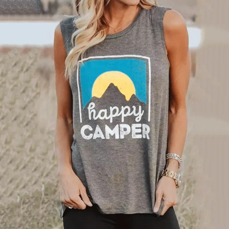 Lady Female Sleeveless T-Shirt Tank Tops Happy Camper Print O-Neck Summer Beach Vest Casual Loose Ladies Tops Tee Drop Ship
Lady Female Sleeveless T-Shirt Tank Tops Happy Camper Print O-Neck Summer Beach Vest Casual Loose Ladies Tops Tee Drop Ship