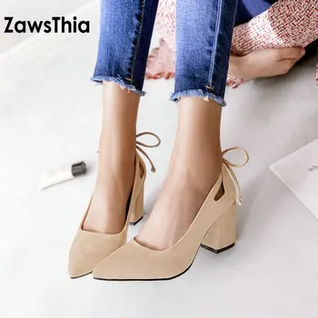 ZawsThia elegant sweet ladies shoes with ribbon at the back block high heels wedding party pumps women shoes big size 44 45 46
ZawsThia elegant sweet ladies shoes with ribbon at the back block high heels wedding party pumps women shoes big size 44 45 46