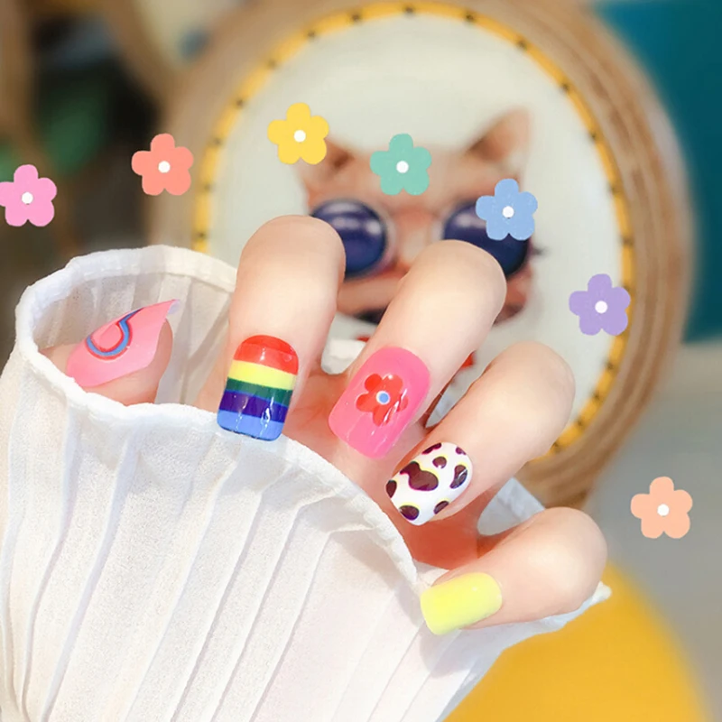 24Pcs Beauty Multicolor Short French Fake Nails Full Cover Design Acrylic Nails With 2g Glue
24Pcs Beauty Multicolor Short French Fake Nails Full Cover Design Acrylic Nails With 2g Glue