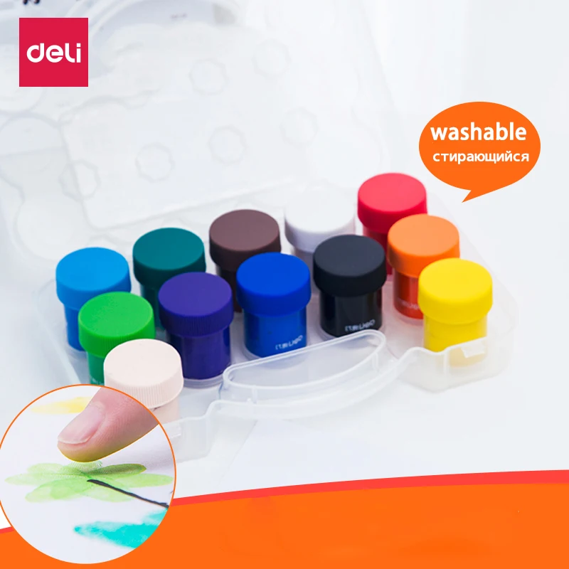 Deli 12 Colors Safe washable Finger Paint Pigment for Children finger Graffiti Paint DIY pigment Kids Education Puzzle Games
Deli 12 Colors Safe washable Finger Paint Pigment for Children finger Graffiti Paint DIY pigment Kids Education Puzzle Games