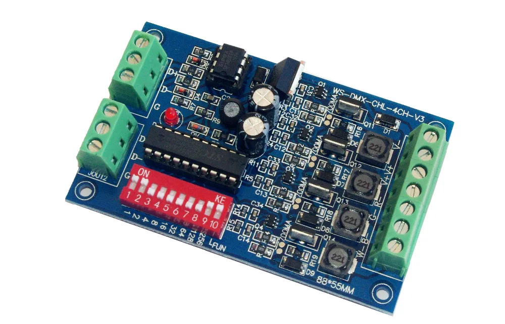 Постоянный ток 4CH RGB 700ma * 4 DMX512 декодер светодиодный контроллер диммер DC12V-24V для