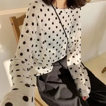 Women Polka Dot Sweater Long Sleeve Loose Top 2020 Spring Casual Knitted O-neck Pullovers Dot Thin Sweater Ladies Sweaters
Women Polka Dot Sweater Long Sleeve Loose Top 2020 Spring Casual Knitted O-neck Pullovers Dot Thin Sweater Ladies Sweaters