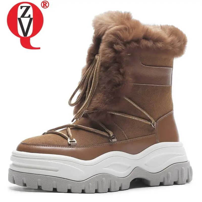 ZVQ cow suede woman snow booties Wool blend plush insole flat platform shoes winter brown black round toe ankle boots 35-40 size
ZVQ cow suede woman snow booties Wool blend plush insole flat platform shoes winter brown black round toe ankle boots 35-40 size