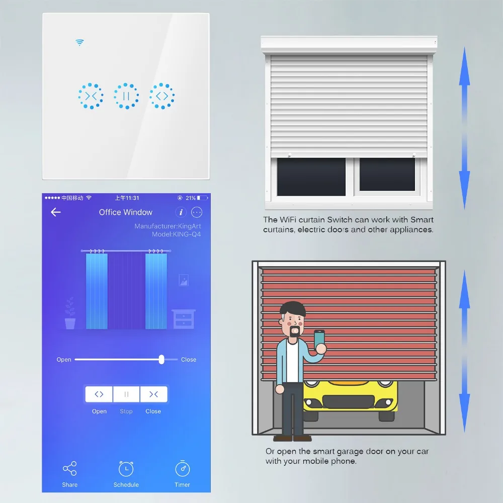 EU/UK Plug WiFi Electrical Blinds Switch Touch APP Voice Control by Alexa Echo AC110 to 250V for Mechanical Limit Blinds Motor
EU/UK Plug WiFi Electrical Blinds Switch Touch APP Voice Control by Alexa Echo AC110 to 250V for Mechanical Limit Blinds Motor