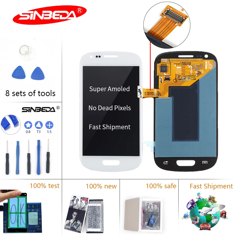 Sinbeda Super Amoled LCD For Samsung Galaxy S3 Mini i8190 i8190N i8195 LCD Display and Touch Screen digitizer Assembly Tela 
Sinbeda Super Amoled LCD For Samsung Galaxy S3 Mini i8190 i8190N i8195 LCD Display and Touch Screen digitizer Assembly Tela