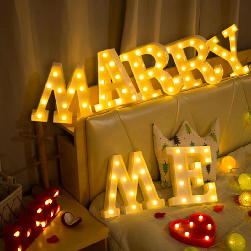 Dikale hot sale 26 English letter lights LED symbol modeling lights wedding night light birthday wedding lights
Dikale hot sale 26 English letter lights LED symbol modeling lights wedding night light birthday wedding lights