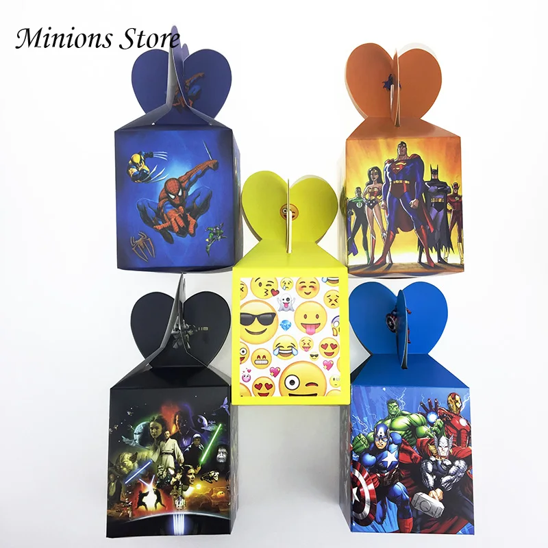 6pc/lot Star Wars Emoji Avengers cartoon Candy Box Birthday Party Decor Baby Shower Kid Favors Paper Spiderman Gift Box Supplies
6pc/lot Star Wars Emoji Avengers cartoon Candy Box Birthday Party Decor Baby Shower Kid Favors Paper Spiderman Gift Box Supplies