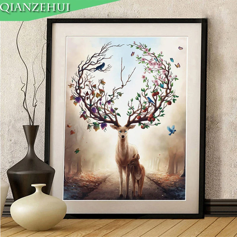 QIANZEHUI,Needlework,DIY Elk deer Cho deer Cross stitch , Landscape painting full embroidery Cross-stitch ,Wall Home Decro
QIANZEHUI,Needlework,DIY Elk deer Cho deer Cross stitch , Landscape painting full embroidery Cross-stitch ,Wall Home Decro