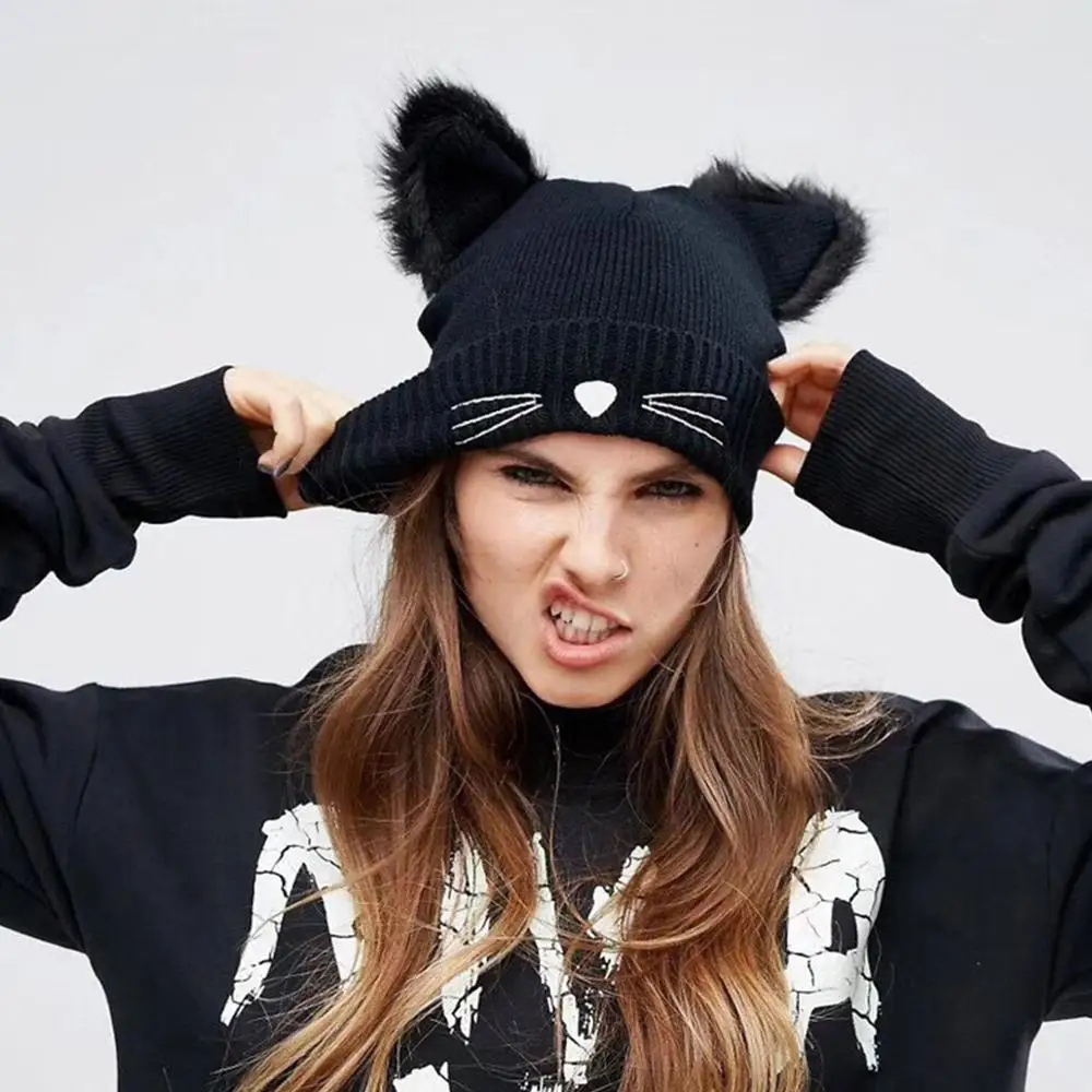 2020 New Fashion Warm Winter Cat Cap For Women Crochet Wool Knit Ski Beanie Skull Cute girls Outdoor Ski Knitted Skull Hats
2020 New Fashion Warm Winter Cat Cap For Women Crochet Wool Knit Ski Beanie Skull Cute girls Outdoor Ski Knitted Skull Hats