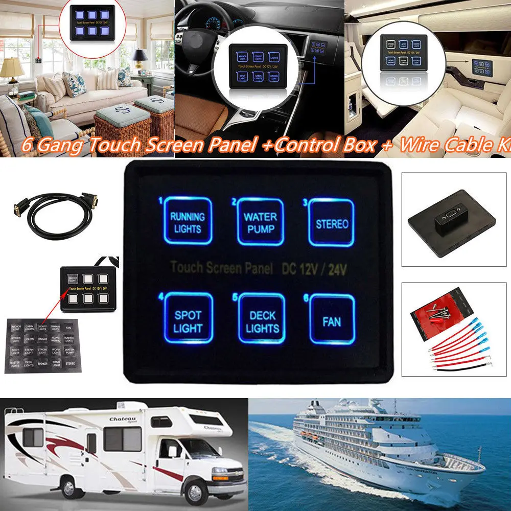 6 Gang LED Touch Screen Switch Control Panel For Car SUV Pickup Boat Truck cavaran camper
6 Gang LED Touch Screen Switch Control Panel For Car SUV Pickup Boat Truck cavaran camper