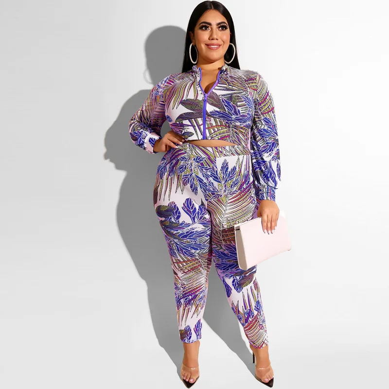 Laughido Plus Size Leaf Print Tracksuit Women Set Cardigan Crop Tops High Waist Pants 2 Piece Sets Sporty Workout Casual Suits
Laughido Plus Size Leaf Print Tracksuit Women Set Cardigan Crop Tops High Waist Pants 2 Piece Sets Sporty Workout Casual Suits