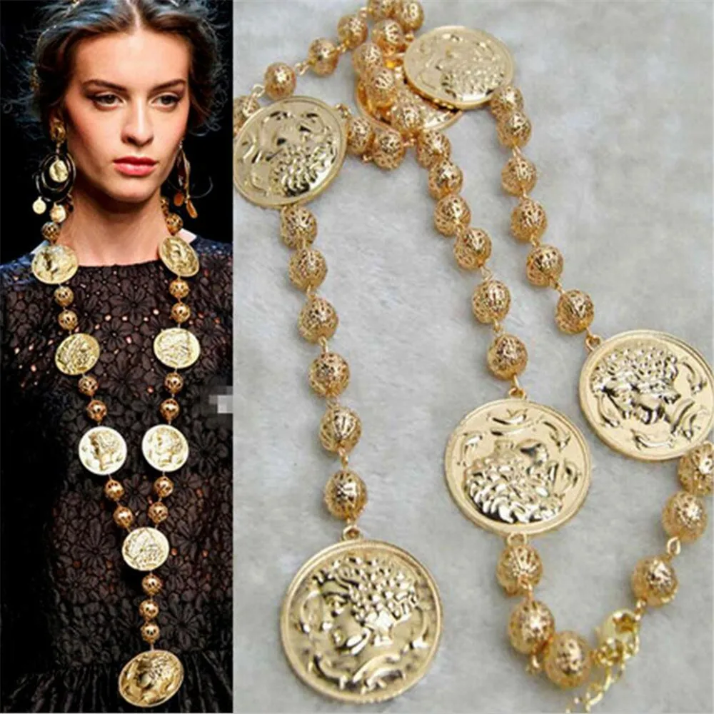 MHS.SUN 1PCS European Fashion Gold Color Coin Baroque Necklace Vintage Style Baroque Long Necklace Jewelry For Fancy Women
MHS.SUN 1PCS European Fashion Gold Color Coin Baroque Necklace Vintage Style Baroque Long Necklace Jewelry For Fancy Women
