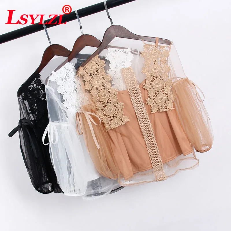 Lace Shirt Perspective Gauze Basic Blouse 2018 Spring Lantern Sleeve Half Turtleneck Tops Solid Sun-top 2 pices C192
Lace Shirt Perspective Gauze Basic Blouse 2018 Spring Lantern Sleeve Half Turtleneck Tops Solid Sun-top 2 pices C192