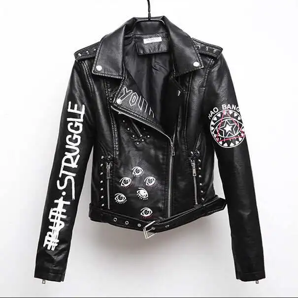 2018 Top Brand Women Faux Leather Jacket Spring Autumn Pu S-XL Female Coat Hip Hop Clothing Ladies Print Motorcycle Outerwear
2018 Top Brand Women Faux Leather Jacket Spring Autumn Pu S-XL Female Coat Hip Hop Clothing Ladies Print Motorcycle Outerwear