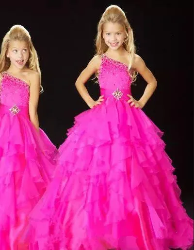 New Fuchsia One Shoulder Bling Bling Girls Pageant Dress for Wedding Ankle Length Custom Made Any Size 
New Fuchsia One Shoulder Bling Bling Girls Pageant Dress for Wedding Ankle Length Custom Made Any Size