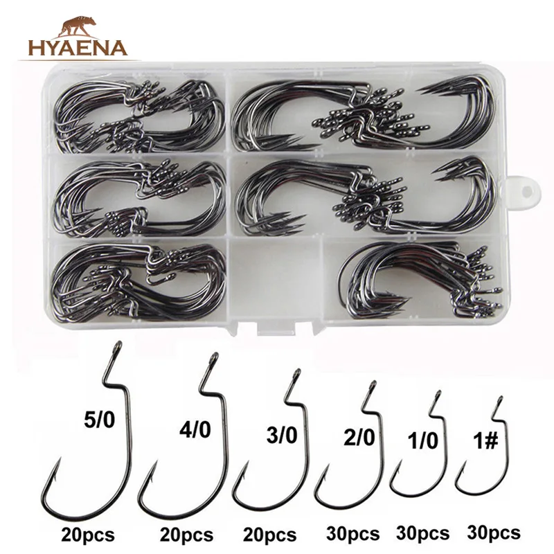 Hyaena 150Pcs/Box 38105 High Carbon Steel Size 1 1/0 2/0 3/0 4/0 5/0 Fishing Hook Saltwater Wide Gap Worm X Strong Fishhook Lure
Hyaena 150Pcs/Box 38105 High Carbon Steel Size 1 1/0 2/0 3/0 4/0 5/0 Fishing Hook Saltwater Wide Gap Worm X Strong Fishhook Lure