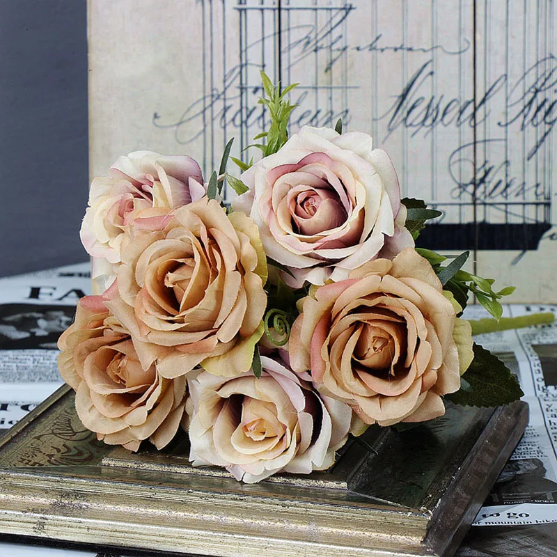 roses artificial flower bouquet wedding home decor (18)