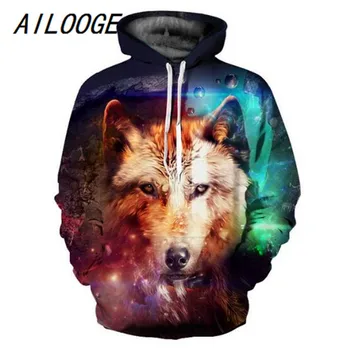 

AILOOGE Fashion Galaxy Hoodies Men/Women Thin Hoody 3d Sweatshirts Print Wolf Tracksuits Tops Hooded Hoodies