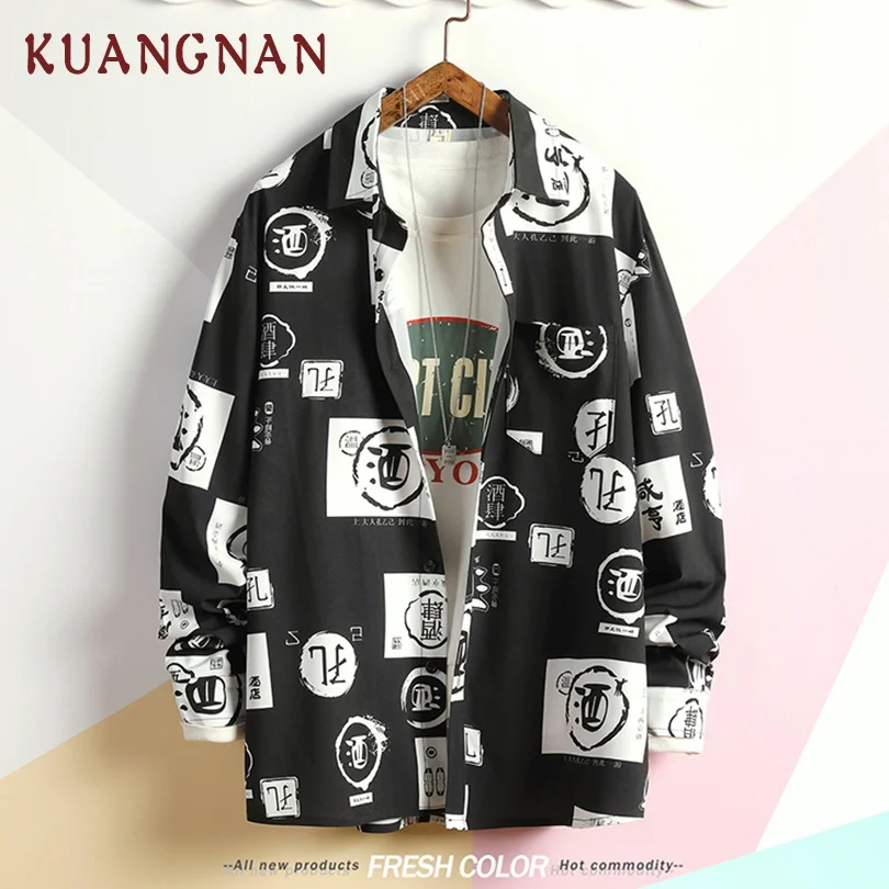 KUANGNAN Japan Style Printed Shirt Men Streetwear Men Shirts Casual Slim Fit Korean Men Shirt Long Sleeve 5XL Clothing 2019 New
KUANGNAN Japan Style Printed Shirt Men Streetwear Men Shirts Casual Slim Fit Korean Men Shirt Long Sleeve 5XL Clothing 2019 New