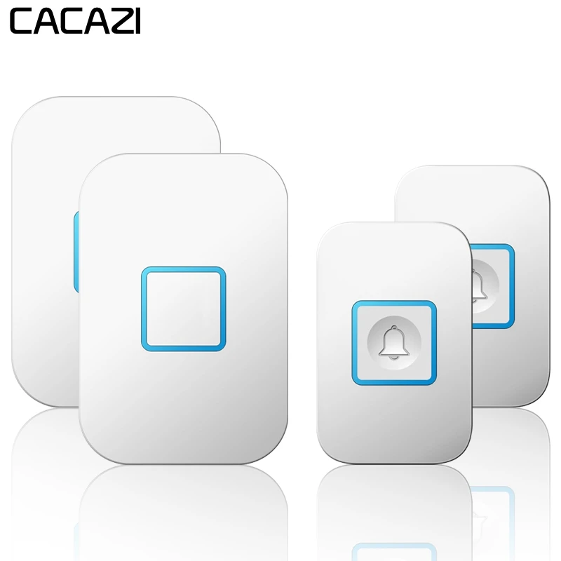 

CACAZI Wireless Waterproof Doorbell 300M Remote 2 Button 2 Receiver US EU UK AU Plug Intelligent LED Light Home Door Bell Chime