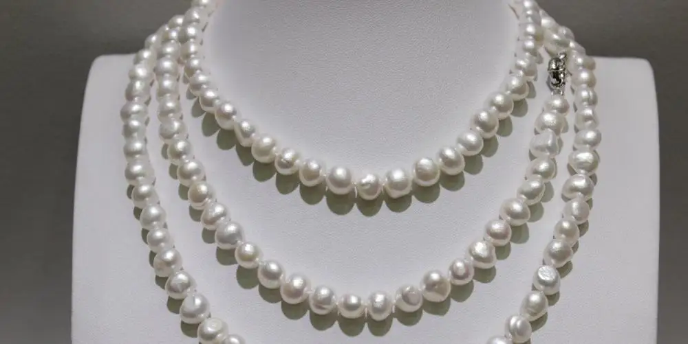 White long necklace Baroque Fresh water pearl necklace 7x9mm 48INCH a(5.18)
White long necklace Baroque Fresh water pearl necklace 7x9mm 48INCH a(5.18)