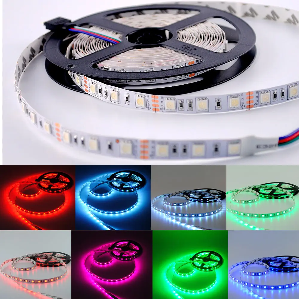 Фото LED strip 5050 DC12V flexible light 60LED/m 5m/Lot RGB/Pink//Purple/Ice Blue Strip | Лампы и освещение