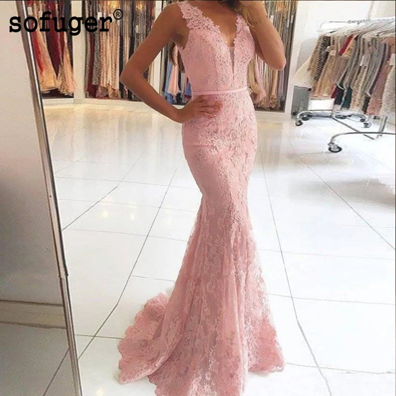 2019 Elegant V-Neckline Illusion Back Mermaid Evening Dress Vestidos De Fiesta Largos De Gala Lace Long Prom Dresses
2019 Elegant V-Neckline Illusion Back Mermaid Evening Dress Vestidos De Fiesta Largos De Gala Lace Long Prom Dresses