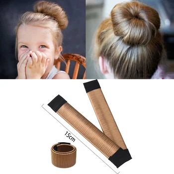 MISM 5.9 inch/15CM Girls Wig Hair Curls Accessories Bud Ball Hair Band French Periwig Tool Twist Kids Bun Maker Child Drop Ship