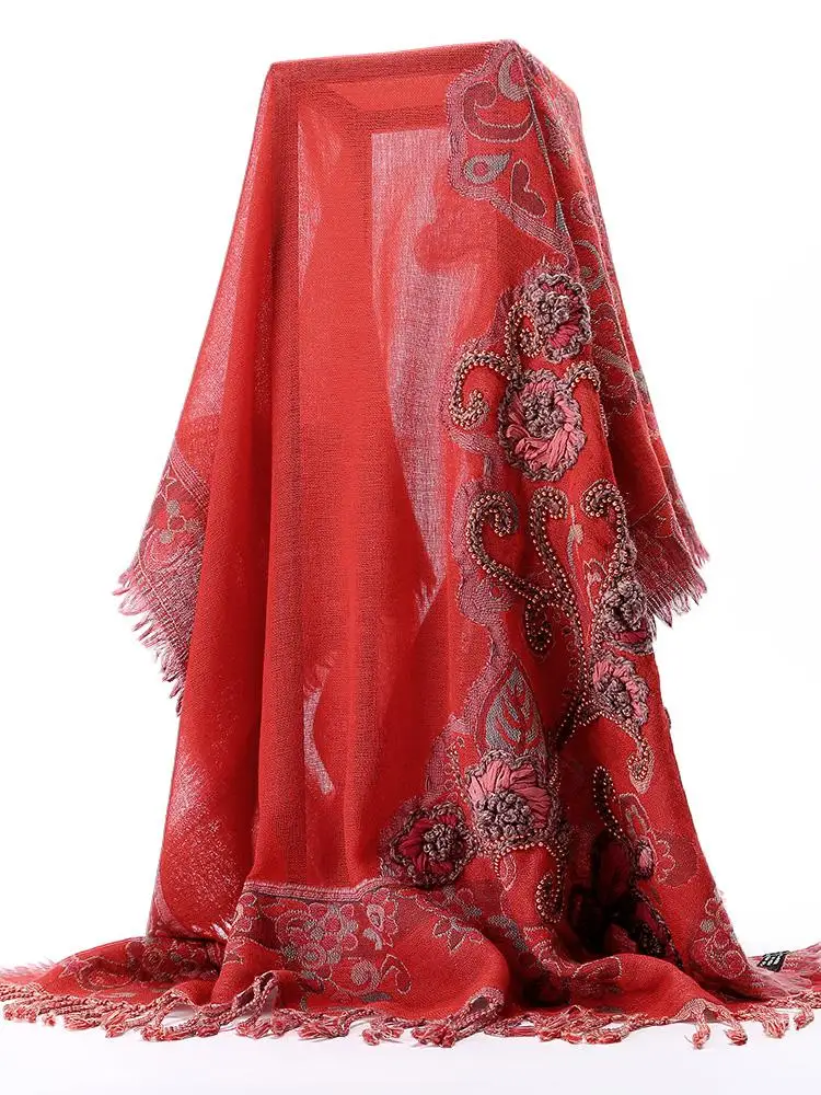 Women Handmade Embroideery Scarf Nepal Wool Shawls Nail Beads Cape Chinese Red Chal Fashion Lady High Quality Wrap Pashmina
Women Handmade Embroideery Scarf Nepal Wool Shawls Nail Beads Cape Chinese Red Chal Fashion Lady High Quality Wrap Pashmina
