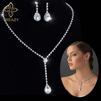 TREAZY Celebrity Inspired Style Crystal Teardrop Long Necklace Earrings Set Silver Color Wedding Bridal Bridesmaid Jewelry Set
TREAZY Celebrity Inspired Style Crystal Teardrop Long Necklace Earrings Set Silver Color Wedding Bridal Bridesmaid Jewelry Set