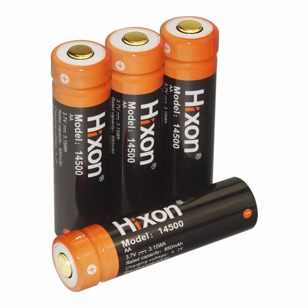 

Hixon 4pcs 14500 3.7V 800mAh for mini LED flashlight Torch Rechargeable Lithium lion Battery