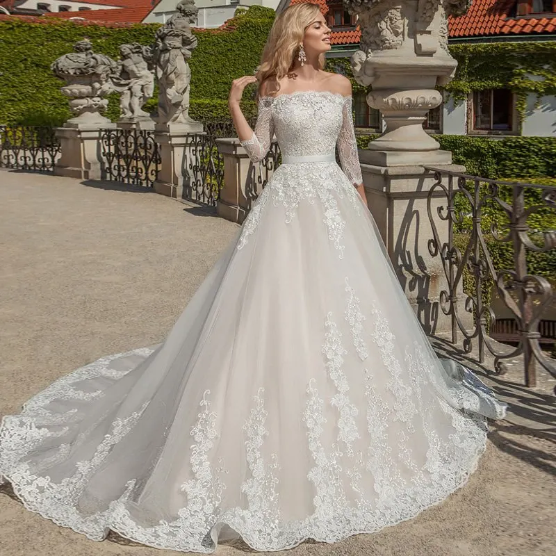 Vestido De Noiva 2019 Wedding Dresses Three Quarter Sleeve Off the Shoulder Lace Dubai Arabic Wedding Gown Ivory Bride Dress
Vestido De Noiva 2019 Wedding Dresses Three Quarter Sleeve Off the Shoulder Lace Dubai Arabic Wedding Gown Ivory Bride Dress
