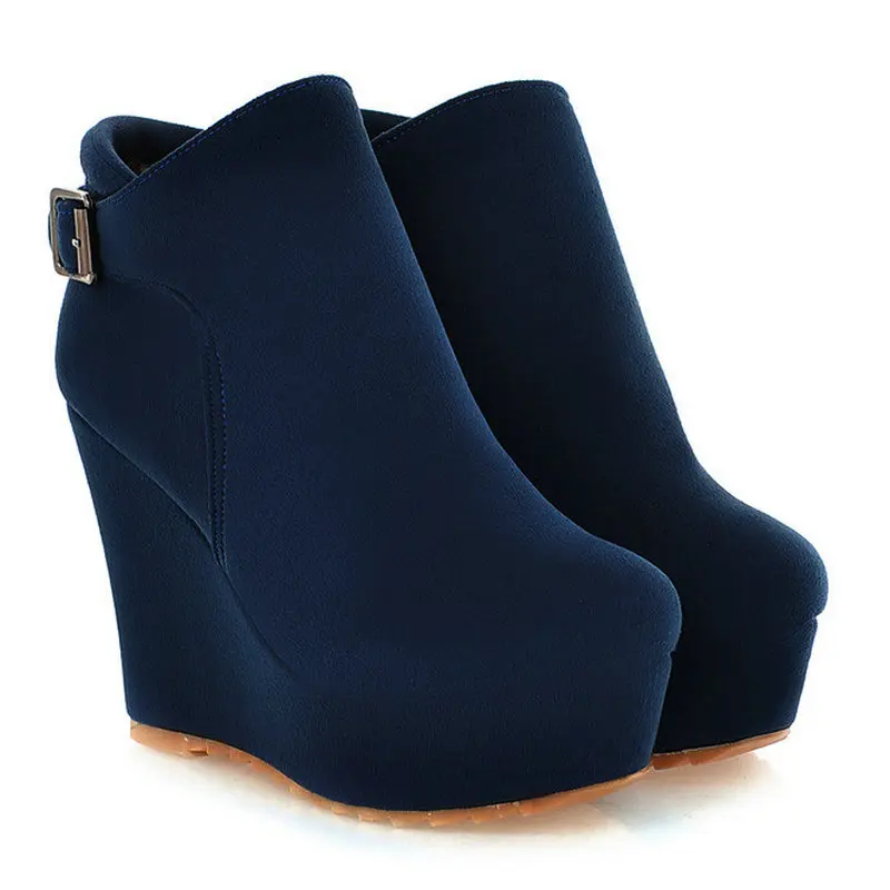 Size 34-39 Female Buckle Flock Ankle Boots Ladies Zips Platform Boot Woman High Quality Dress Career Shoes Women Wedges Shoe
Size 34-39 Female Buckle Flock Ankle Boots Ladies Zips Platform Boot Woman High Quality Dress Career Shoes Women Wedges Shoe