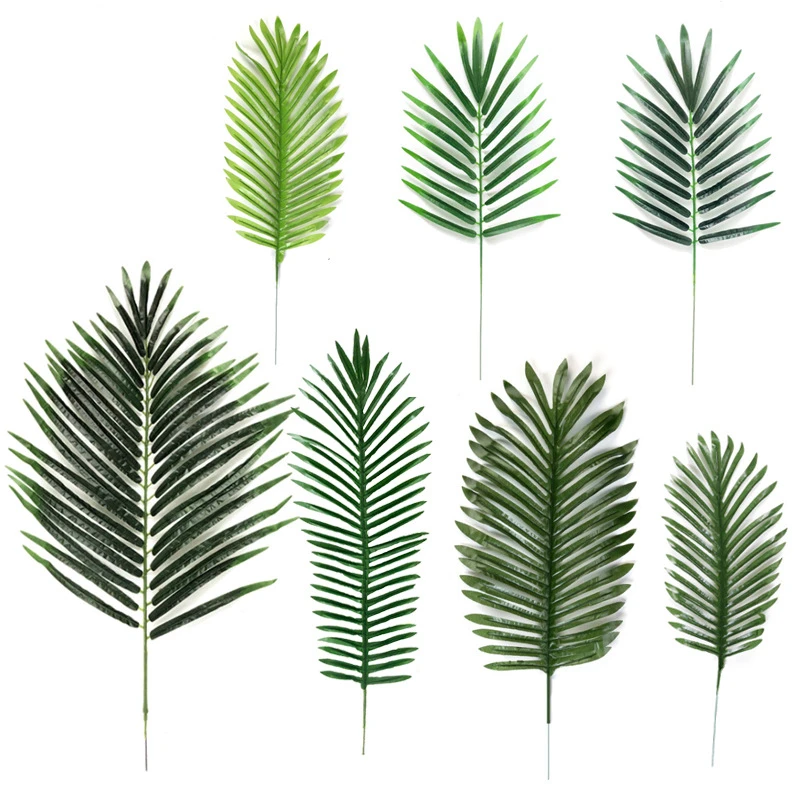 Фото Искусственные листья пластиковые зеленые растения тропические - купить