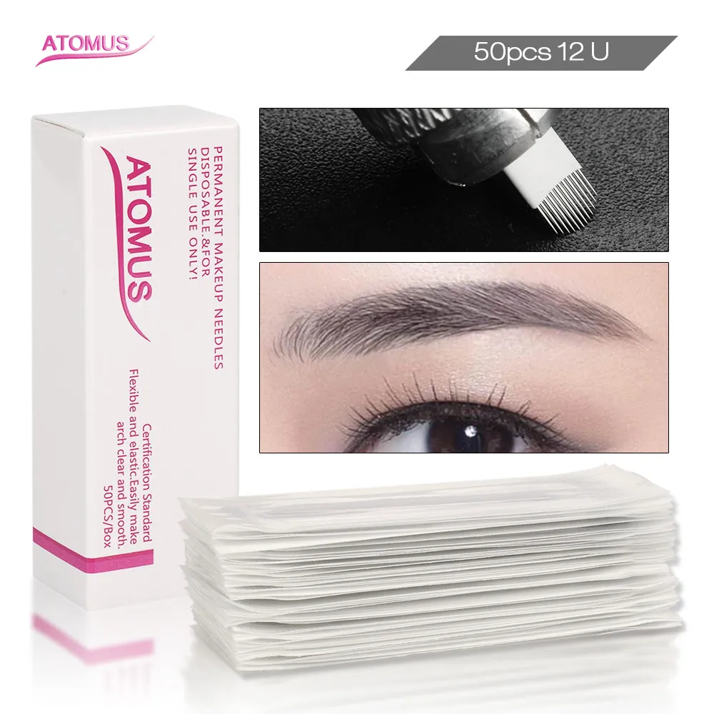 50pcs 12U Shape Tattoo Needling Permanent Makeup Needles Blading Eyebrow Embroidery Lamina Agujas Microblading Sombrea
50pcs 12U Shape Tattoo Needling Permanent Makeup Needles Blading Eyebrow Embroidery Lamina Agujas Microblading Sombrea