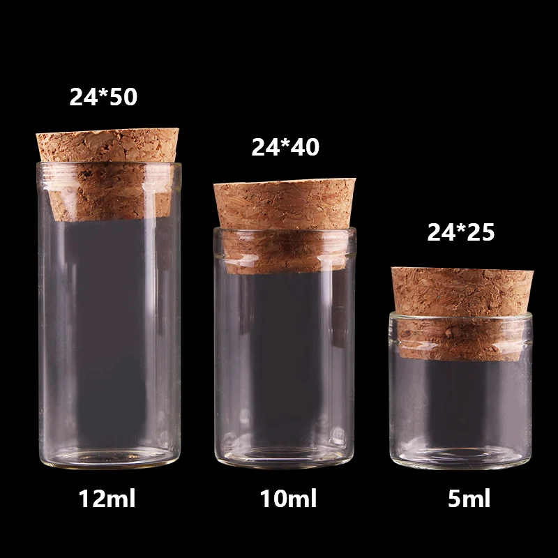 5ml/10ml/12ml Small Test Tube with Cork Stopper Bottles Tiny Glass Bottle Jars Vials DIY Craft 50pcs
5ml/10ml/12ml Small Test Tube with Cork Stopper Bottles Tiny Glass Bottle Jars Vials DIY Craft 50pcs