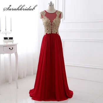 Real Photos Gold Lace Beading Appliques Evening Dresses Illusion Red Chiffon A-Line Beauty Prom Party Gown Custom Made SD405
Real Photos Gold Lace Beading Appliques Evening Dresses Illusion Red Chiffon A-Line Beauty Prom Party Gown Custom Made SD405
