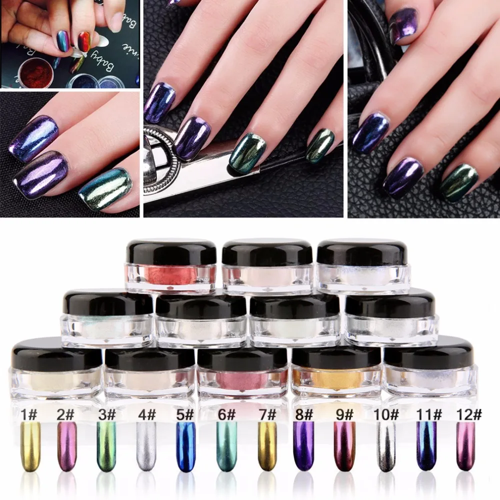 12 Boxes Magic Mirror Chrome Effect Dust Shimmer Nail Art Powder 12 Colors + 12 Brushes Manicure Nail Art Decoration Powder
12 Boxes Magic Mirror Chrome Effect Dust Shimmer Nail Art Powder 12 Colors + 12 Brushes Manicure Nail Art Decoration Powder