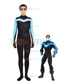 Light Blue & Black Spandex Nightwing Superhero Costume Adult halloween cosplay party zentai suit the most classic
Light Blue & Black Spandex Nightwing Superhero Costume Adult halloween cosplay party zentai suit the most classic