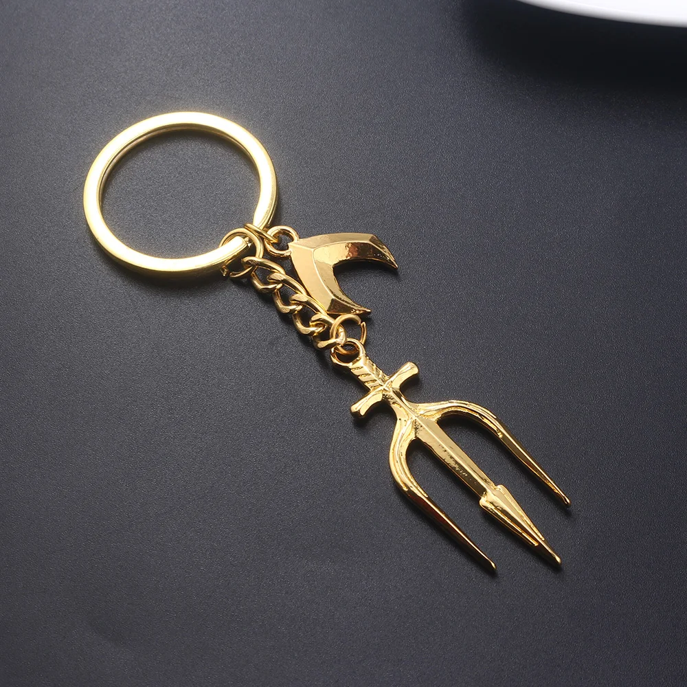 Newest Aquaman Trident of Neptune Gold Keychain Justice League Avengers Weapon Model Key Chains for Men Choker Keyring Jewelry
Newest Aquaman Trident of Neptune Gold Keychain Justice League Avengers Weapon Model Key Chains for Men Choker Keyring Jewelry