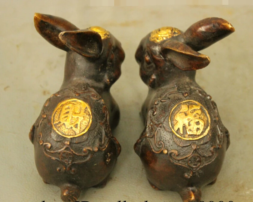 S0130 FengShui Chinese Bronze Gilt Lovely Wealth Fu Year Zodiac Robbit Statue Pair discount 30% (C0324)
S0130 FengShui Chinese Bronze Gilt Lovely Wealth Fu Year Zodiac Robbit Statue Pair discount 30% (C0324)